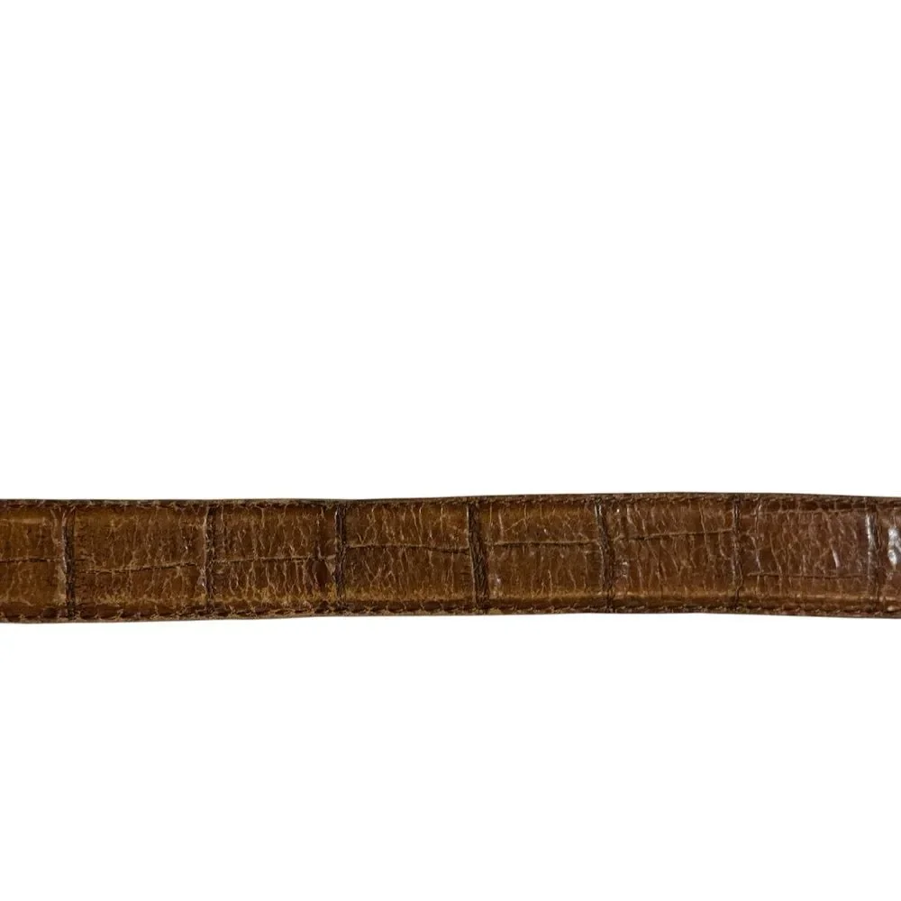 Vintage Martin Dingman Alligator Grain Italian Calfskin Brown Leather Belt 34